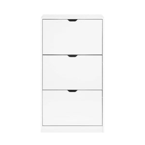 Scarpiera decorativa in legno con 3 cassetti, bianco