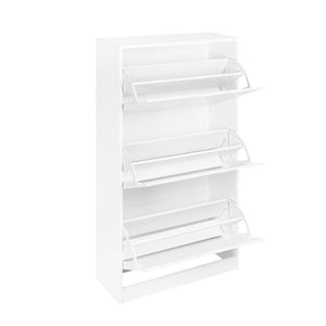 Scarpiera decorativa in legno con 3 cassetti, bianco