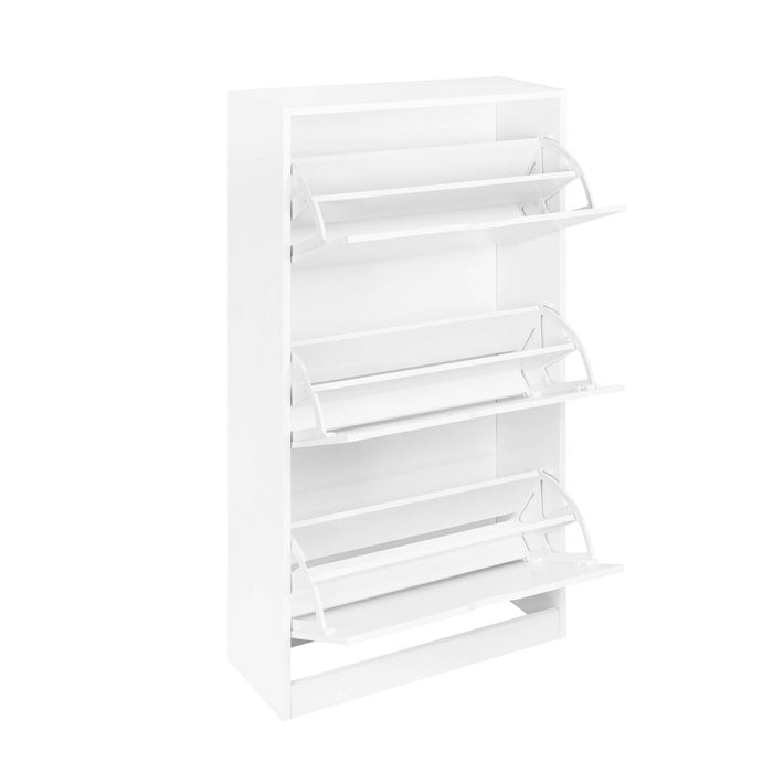 Scarpiera decorativa in legno con 3 cassetti, bianco