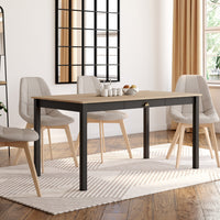 IDMarket - ISIS mesa de comedor para 8 personas con cajón de madera y negro 150 cm