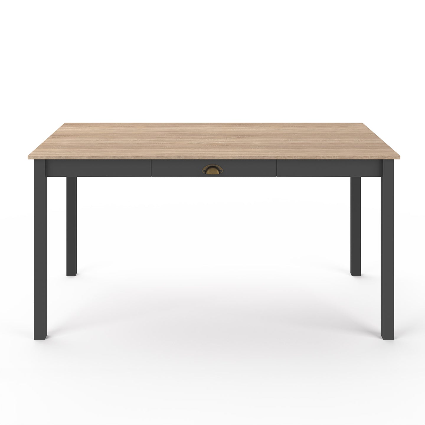 IDMarket - ISIS mesa de comedor para 8 personas con cajón de madera y negro 150 cm