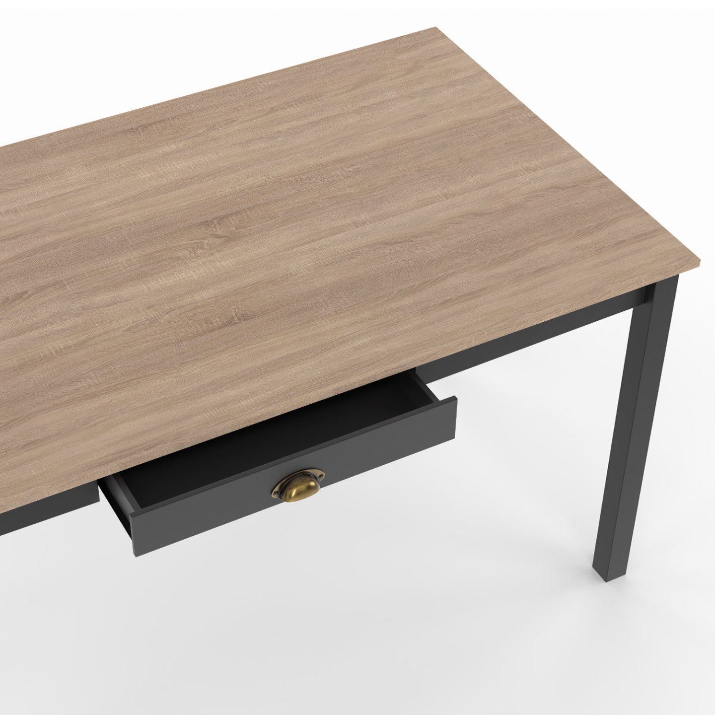 IDMarket - ISIS mesa de comedor para 8 personas con cajón de madera y negro 150 cm