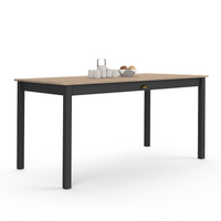 IDMarket - ISIS mesa de comedor para 8 personas con cajón de madera y negro 150 cm