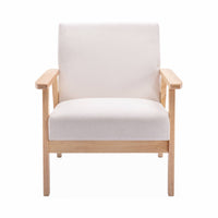 Poltrona scandinava in legno e tessuto, crema