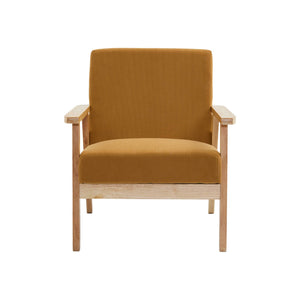 Divano a 2 posti con panca e poltrona in velluto a coste, mostarda