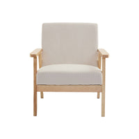 Divano a 2 posti con panca e poltrona in velluto a coste, crema