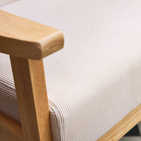 Divano a 2 posti con panca e poltrona in velluto a coste, crema