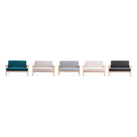 Divanetto a 2 posti in legno e tessuto, stile scandinavo salvaspazio,