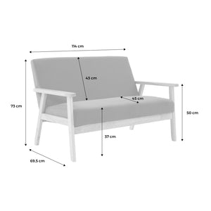 Divanetto a 2 posti in velluto a coste con gambe in legno, mostarda