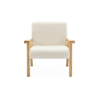 Poltrona scandinava per bambini in legno di hevea e tessuto bouclé,