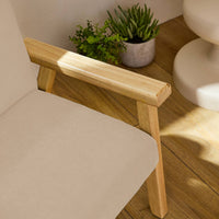 Poltrona scandinava per bambini in velluto a coste e legno di gomma,