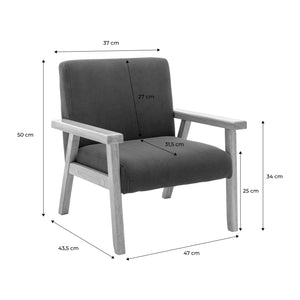 Poltrona scandinava per bambini in velluto a coste e legno di gomma,