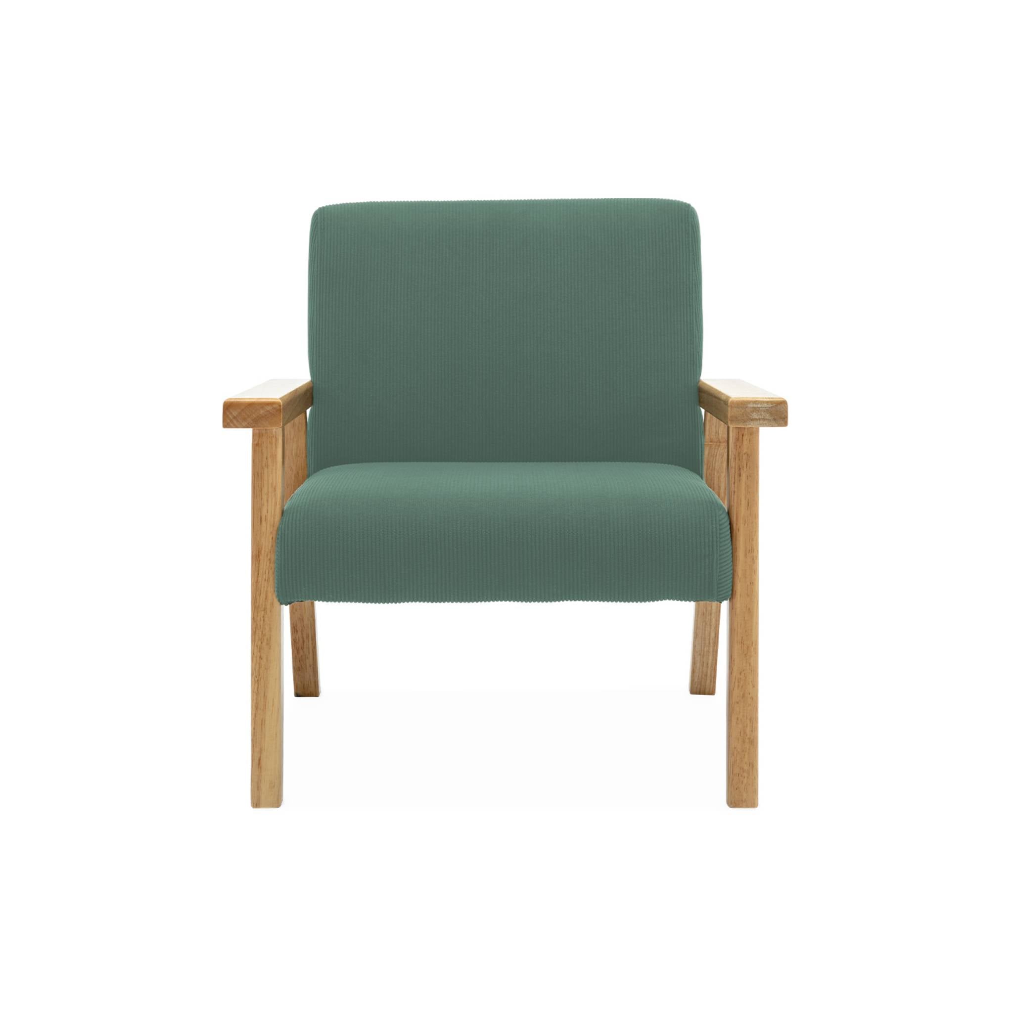 Poltrona scandinava per bambini in velluto a coste e legno di gomma,