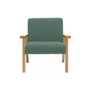 Poltrona scandinava per bambini in velluto a coste e legno di gomma,