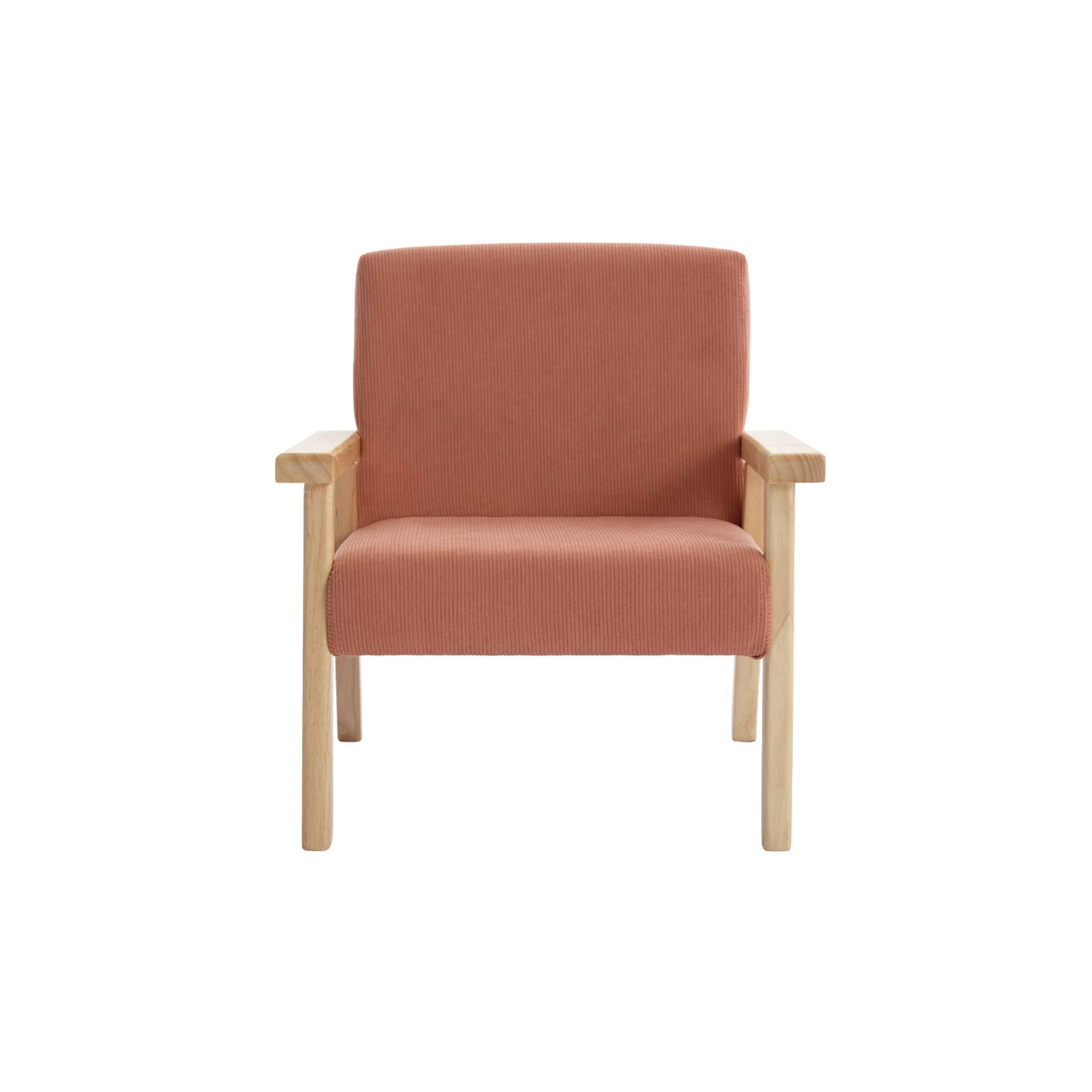 Poltrona scandinava per bambini in velluto a coste e legno di gomma,