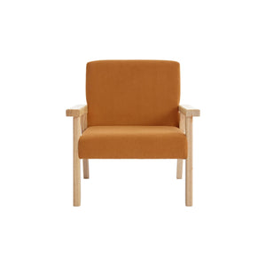 Poltrona scandinava per bambini in velluto a coste e legno di gomma,