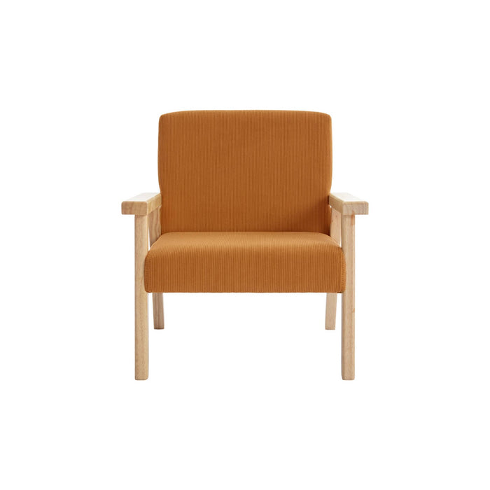 Poltrona scandinava per bambini in velluto a coste e legno di gomma,