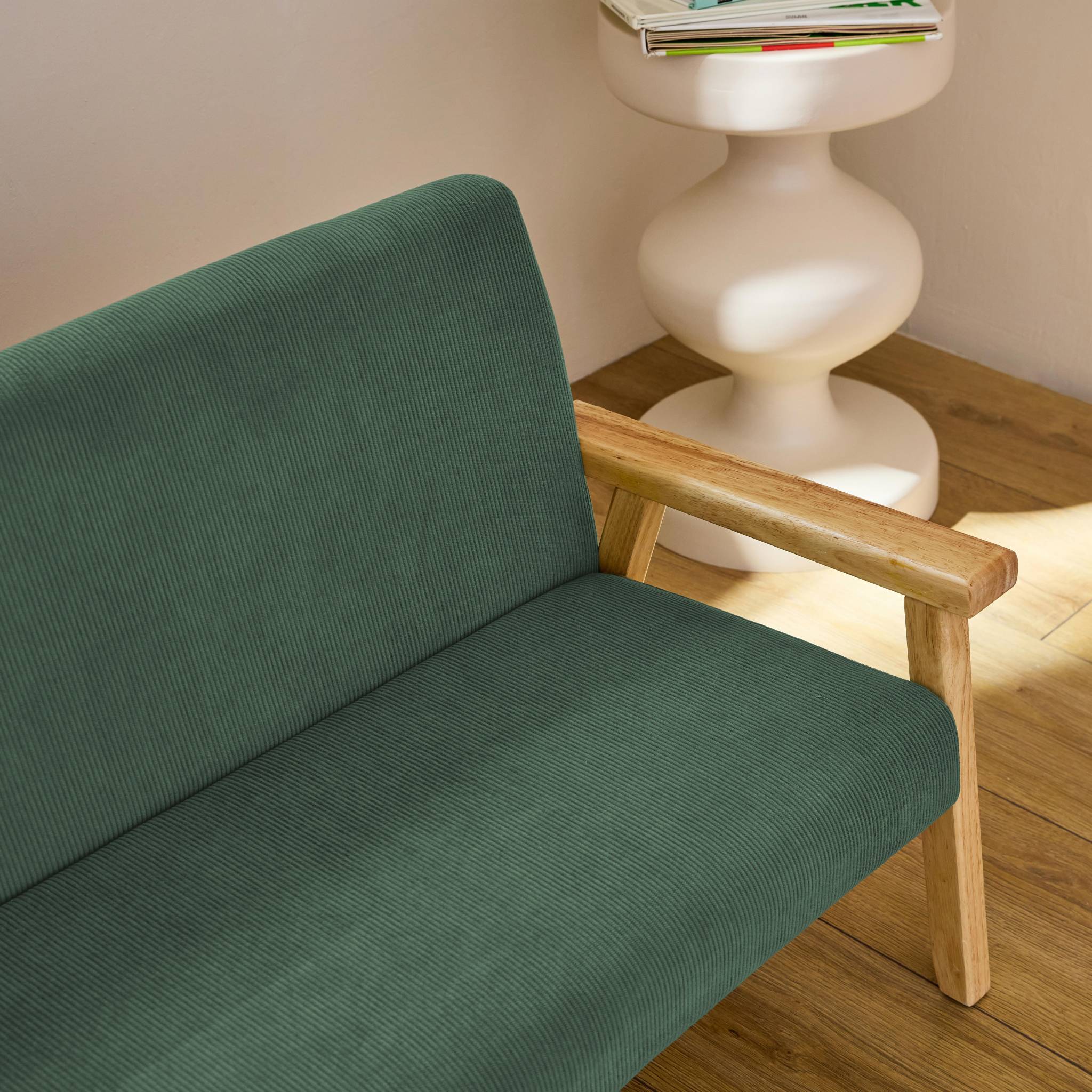 Panchina per bambini a 2 posti in velluto a coste e legno di gomma,