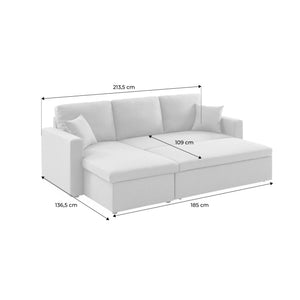 Divano angolare reversibile compatto 3 posti in tessuto, nero