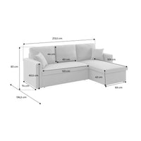 Divano angolare reversibile compatto 3 posti in tessuto, nero