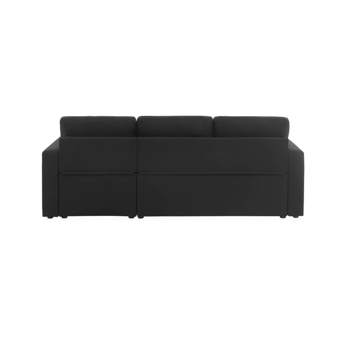 Divano angolare reversibile compatto 3 posti in tessuto, nero