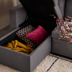 Divano letto compatto 3 posti in tessuto, grigio scuro