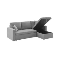 Divano angolare reversibile compatto 3 posti in tessuto, grigio chiaro