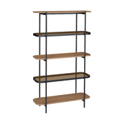 Scaffale libreria in vetro, decorazione in legno e metallo a 5