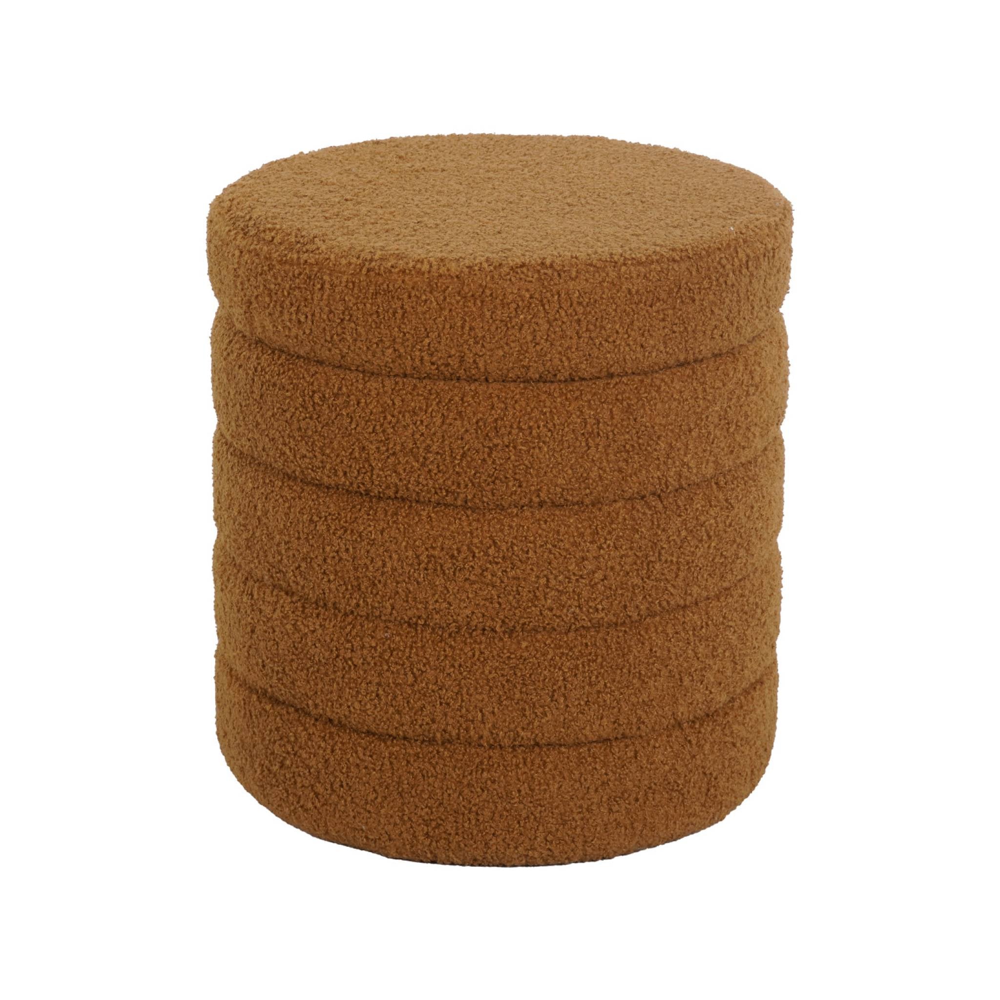 Sgabello con vano bouclé, color ruggine