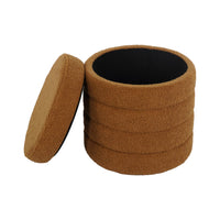 Sgabello con vano bouclé, color ruggine