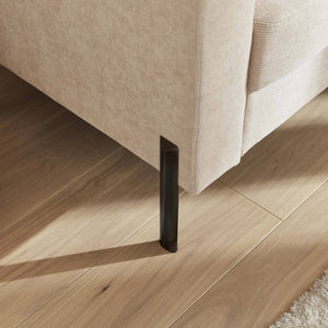 Divano a 2 posti in velluto a coste, gambe in metallo, beige