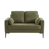 Divano a 2 posti in velluto a coste, gambe in metallo, kaki