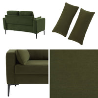 Divano a 2 posti in velluto a coste, gambe in metallo, kaki