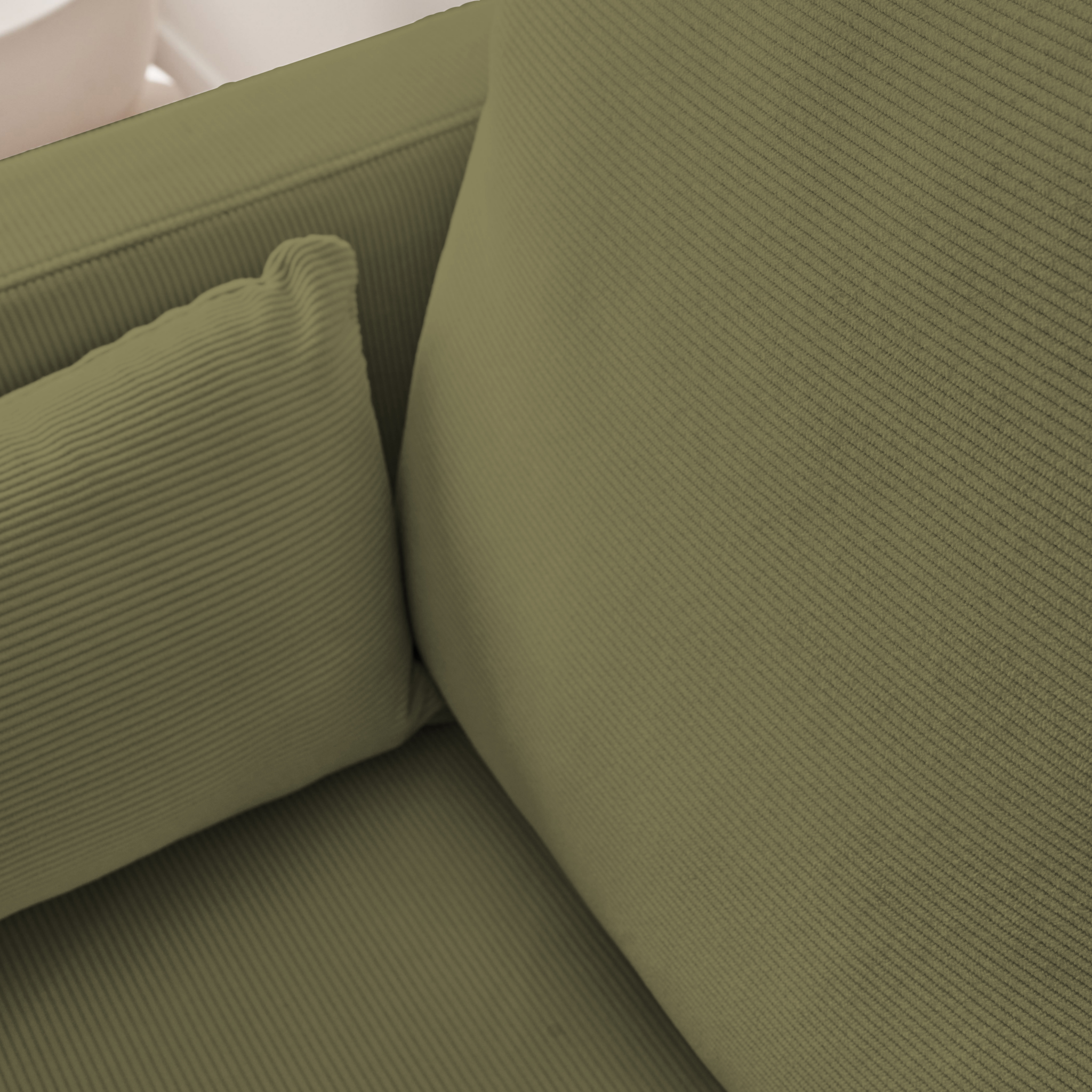 Divano a 2 posti in velluto a coste, gambe in metallo, kaki