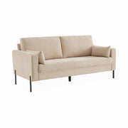 Divano a 3 posti in velluto a coste, gambe in metallo, beige