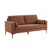Divano a 3 posti in velluto a coste, gambe in metallo, terracotta