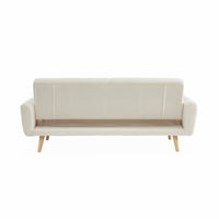 Divano letto reclinabile in tessuto bouclé, 3 posti, crema