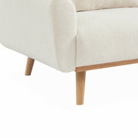 Divano letto reclinabile in tessuto bouclé, 3 posti, crema