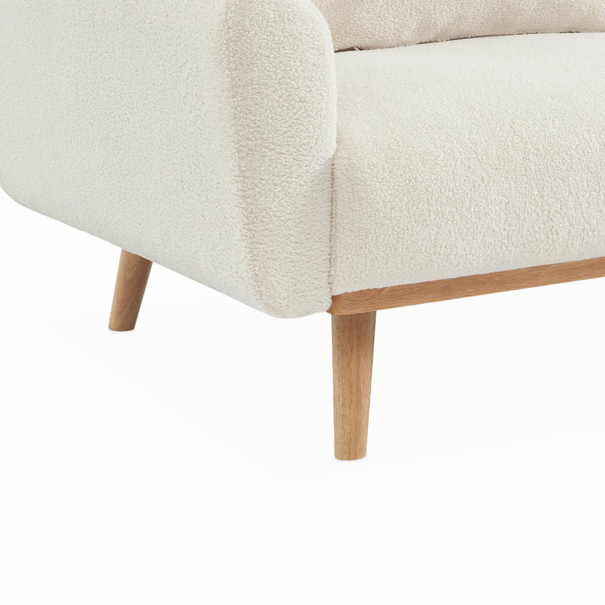 Divano letto reclinabile in tessuto bouclé, 3 posti, crema