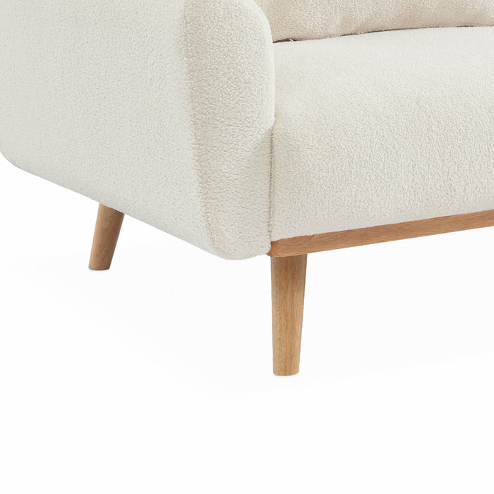 Divano letto reclinabile in tessuto bouclé, 3 posti, crema