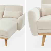 Divano letto angolare reversibile a 3 posti con rivestimento in