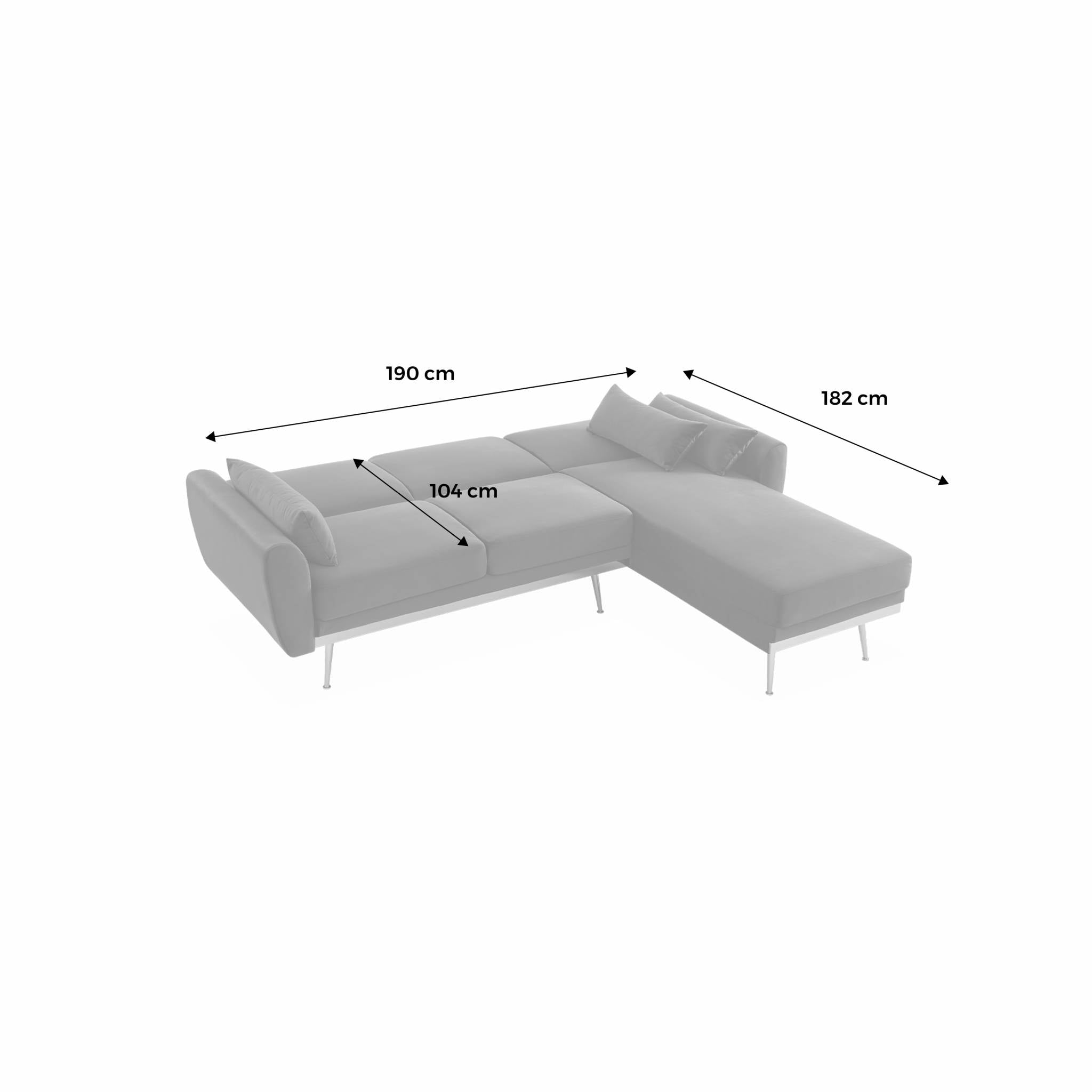 Divano angolare convertibile reversibile 3 posti velluto, verde