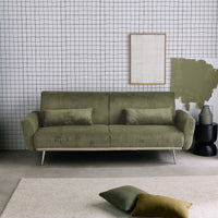 Divano letto 3 posti legno di eucalipto metallo e velluto a coste,