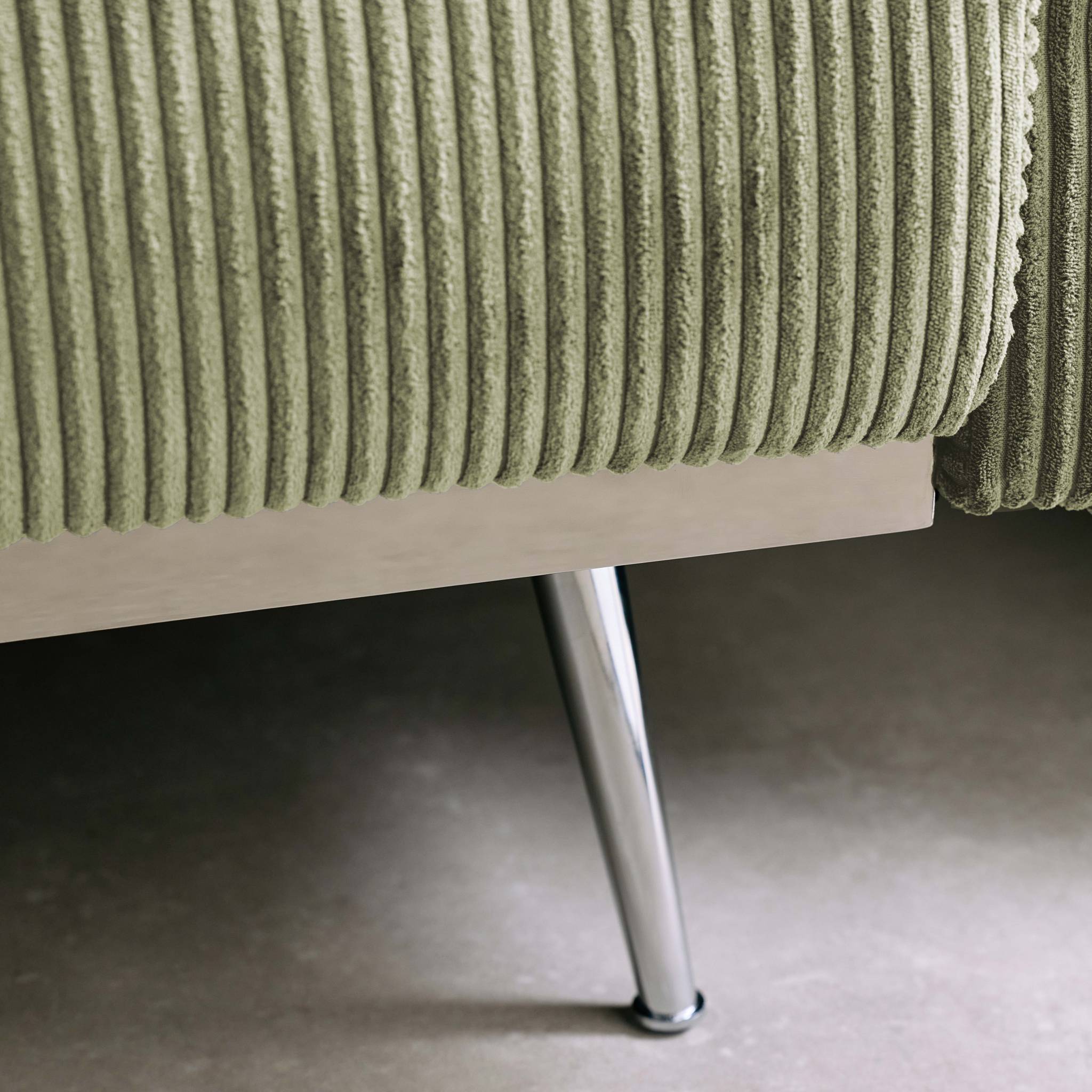 Divano letto 3 posti legno di eucalipto metallo e velluto a coste,