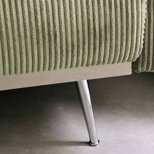 Divano letto 3 posti legno di eucalipto metallo e velluto a coste,