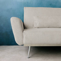 Divano letto 3 posti legno di eucalipto metallo e velluto a coste,