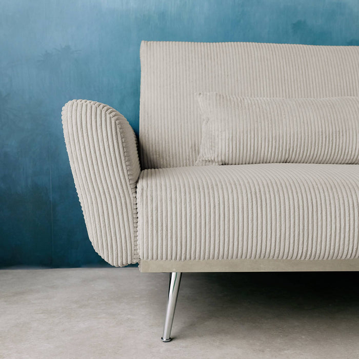 Divano letto 3 posti legno di eucalipto metallo e velluto a coste,