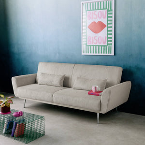 Divano letto 3 posti legno di eucalipto metallo e velluto a coste,