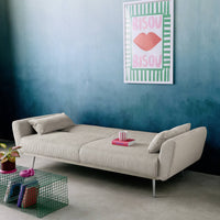 Divano letto 3 posti legno di eucalipto metallo e velluto a coste,