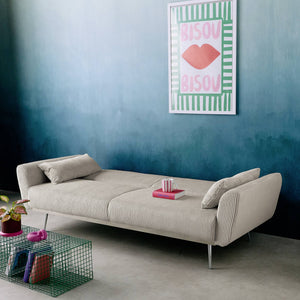 Divano letto 3 posti legno di eucalipto metallo e velluto a coste,